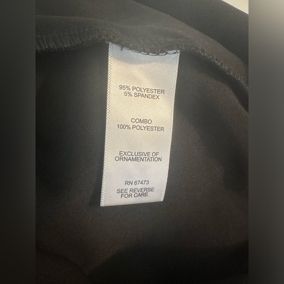 New TAYLOR Black Ponte Knit Sheath Dress Faux Leather Trim Lace Insets Shift - Picture 7 of 9